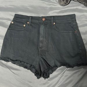 VS PINK black distressed jean shorts.
